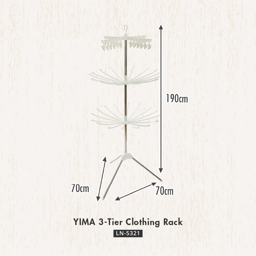 HOUZE - Space Saving Yima Triple Tier Laundry Dryer (Height: 180cm) - Organizer | Drying Rack | Hanger