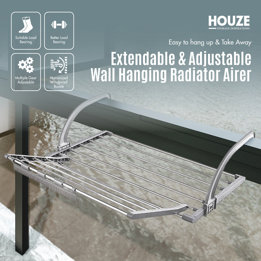 Extendable and Adjustable Wall Hanging Radiator Airer Large