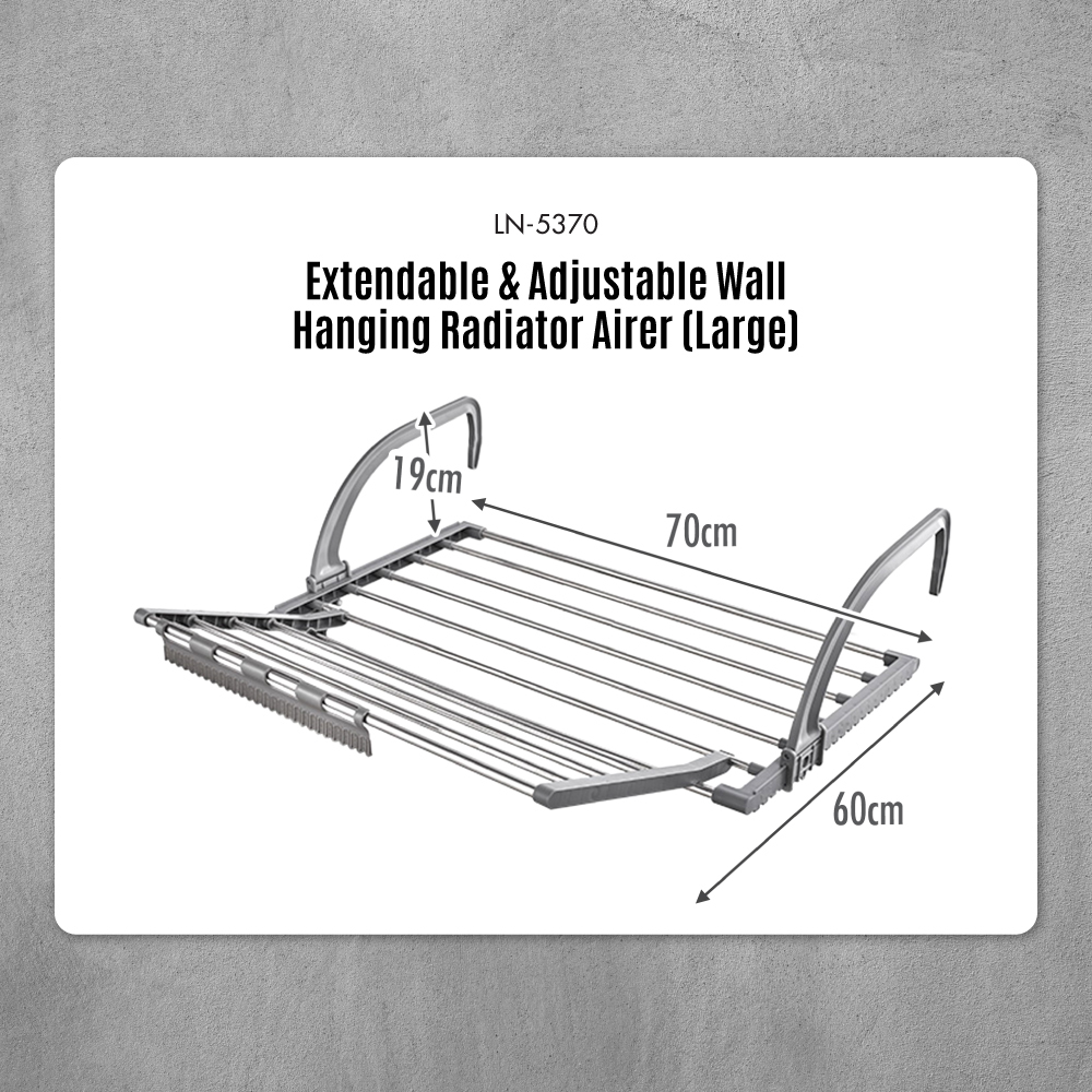 Extendable and Adjustable Wall Hanging Radiator Airer Large