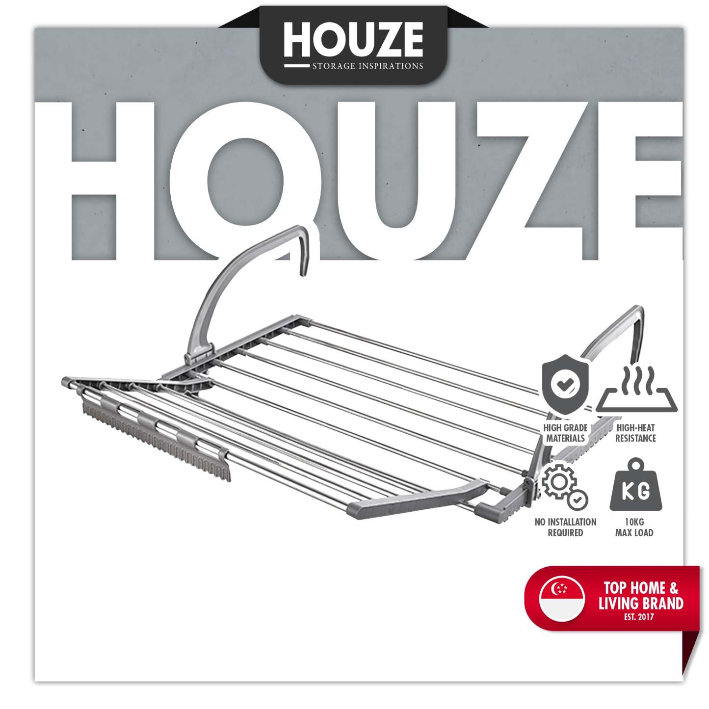 HOUZE - Extendable and Adjustable Wall Hanging Radiator Airer Large
