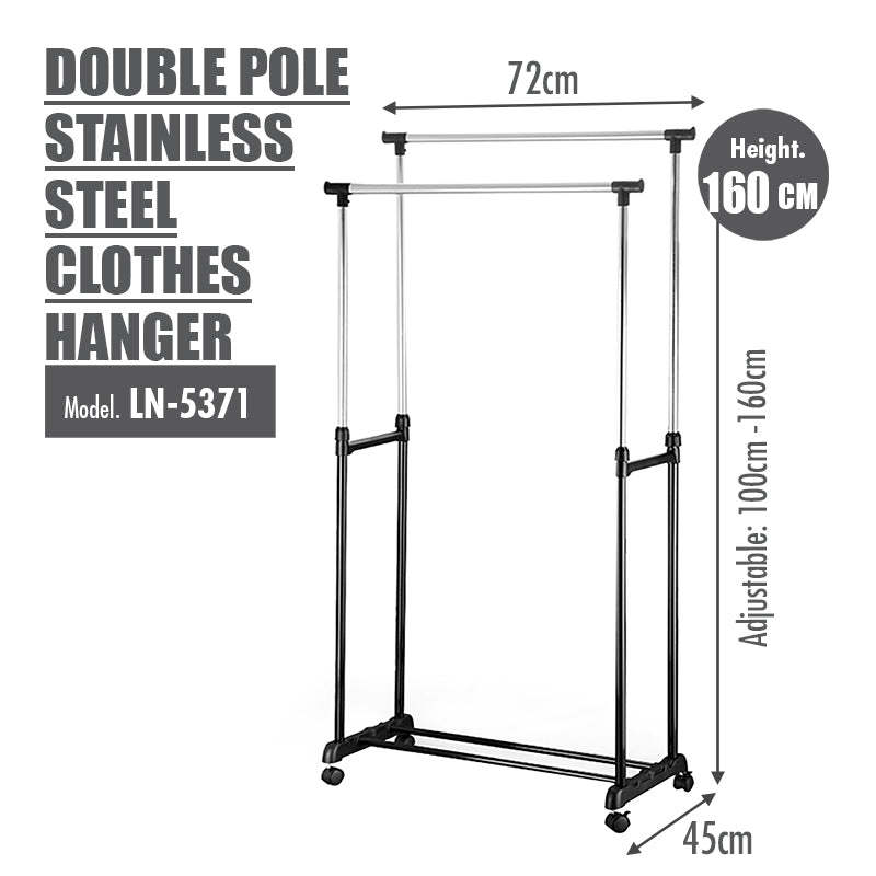 HOUZE - Double Pole Stainless Steel Clothes Hanger