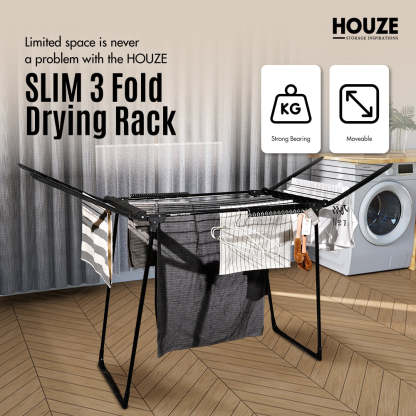 HOUZE - SLIM 3 Fold Drying Rack - Black Color