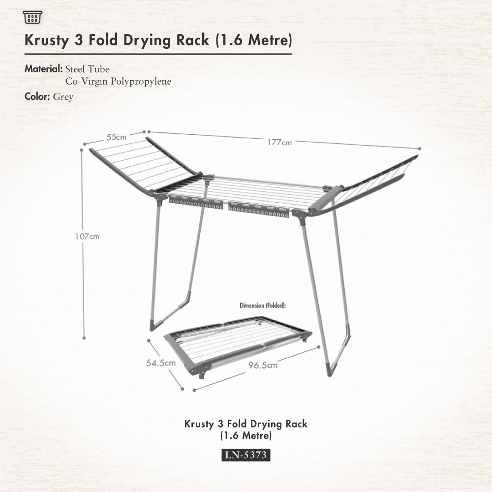 Krusty 3 Fold Drying Rack (1.6 Metre)