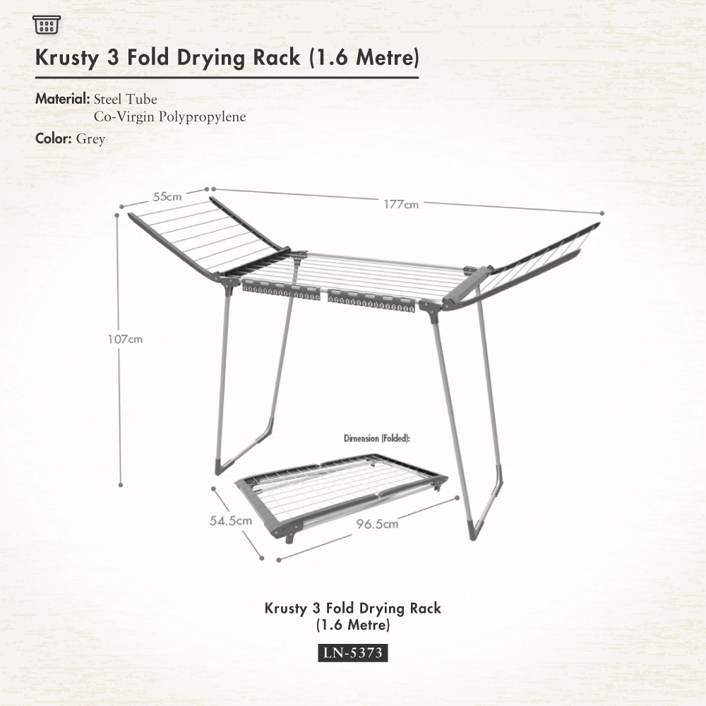 Krusty 3 Fold Drying Rack (1.6 Metre)