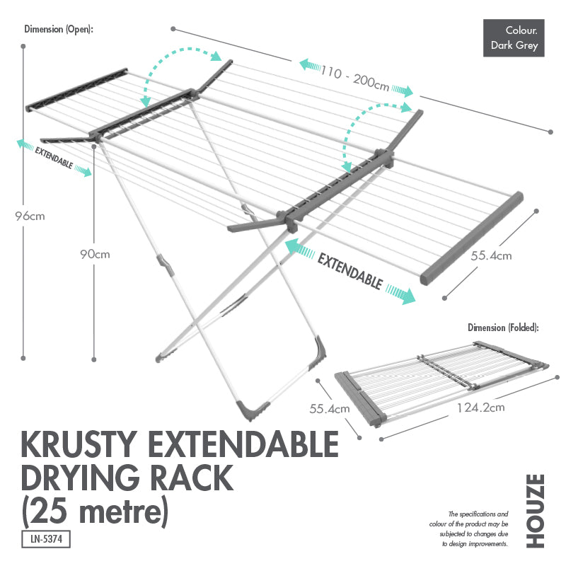 HOUZE - Krusty Extendable Drying Rack (25 Metre) - HOUZE - The Homeware Superstore