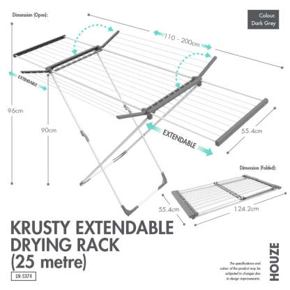 Krusty Extendable Drying Rack (2.5 Metre)