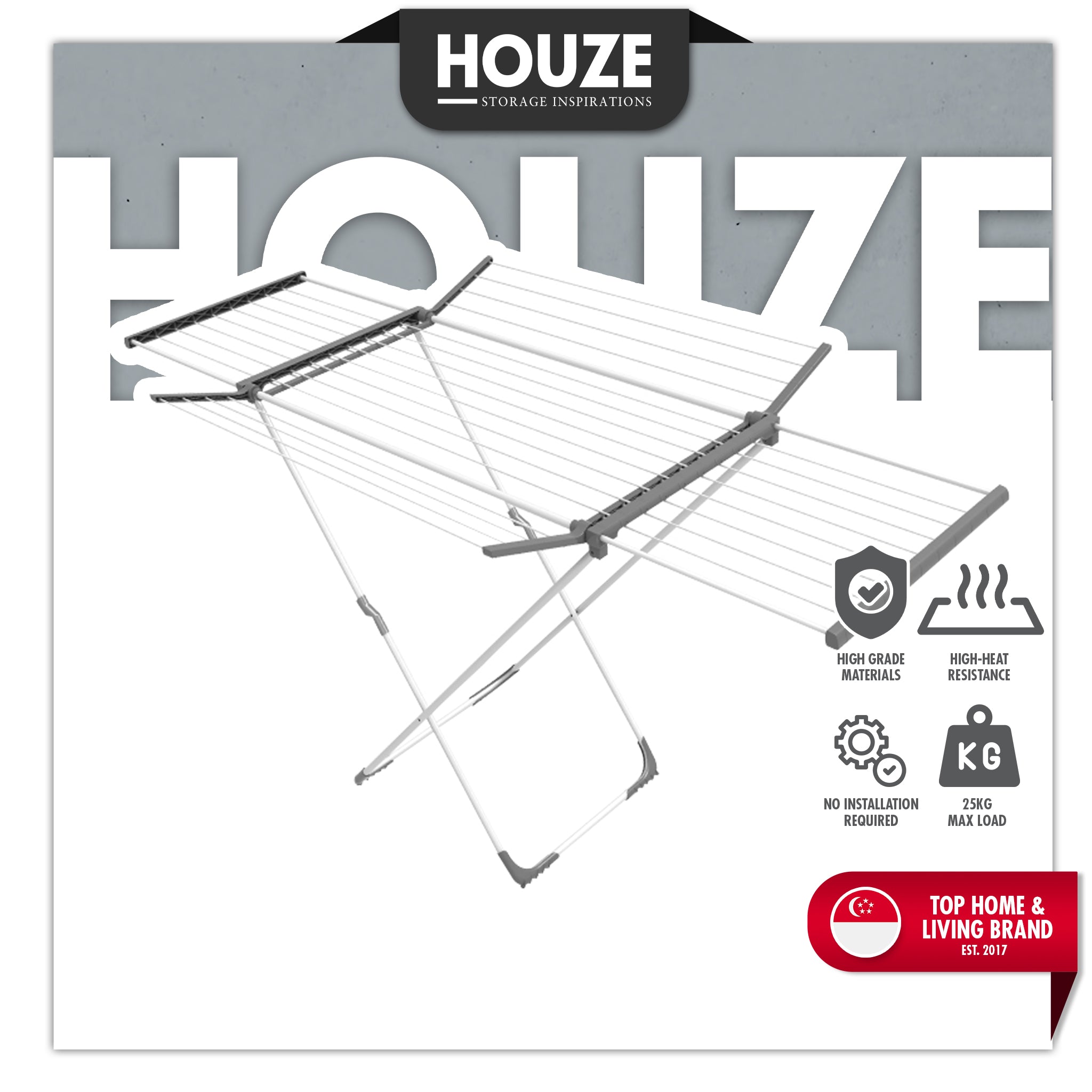 HOUZE - Krusty Extendable Drying Rack (2.5 Metre)