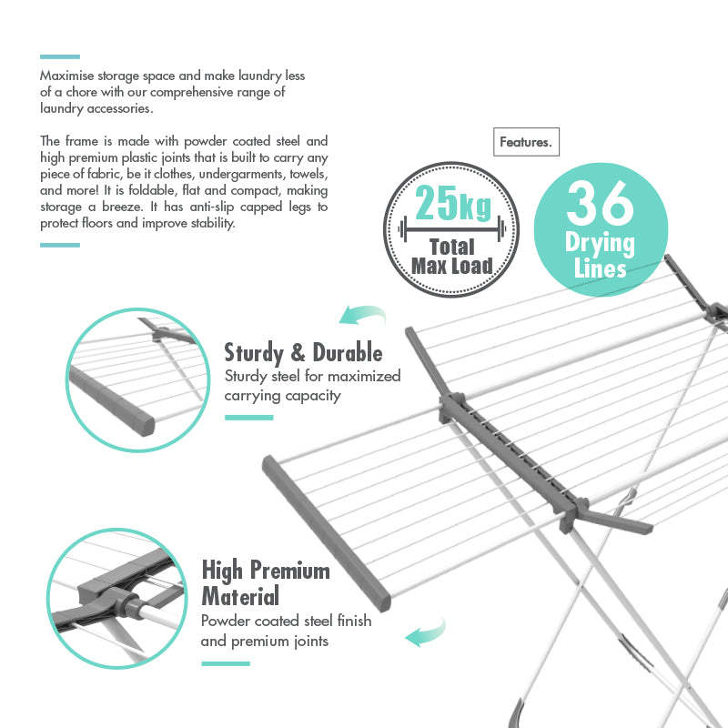 HOUZE - Krusty Extendable Drying Rack (25 Metre) - HOUZE - The Homeware Superstore