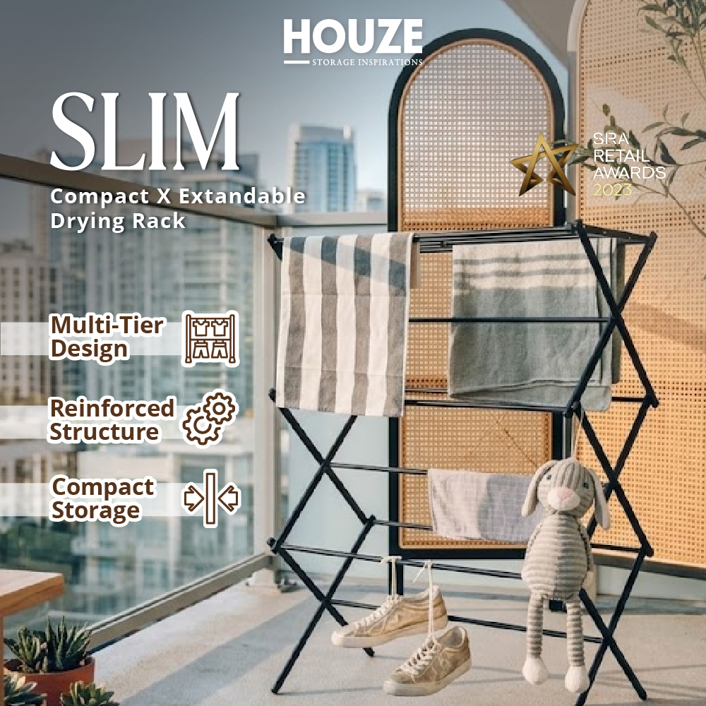 HOUZE - 'SLIM' Compact X Extendable Drying Rack