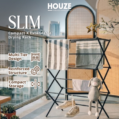 HOUZE - 'SLIM' Compact X Extendable Drying Rack