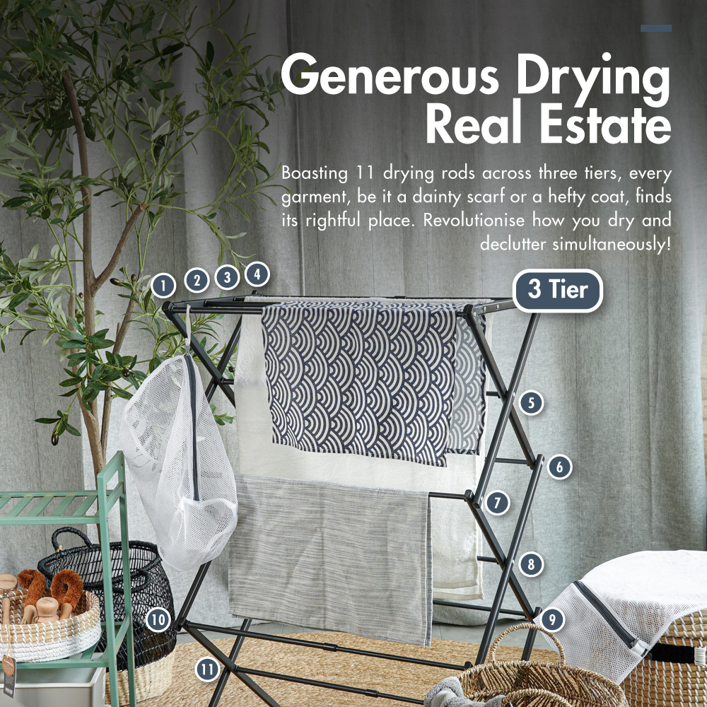 HOUZE - 'SLIM' Compact X Extendable Drying Rack