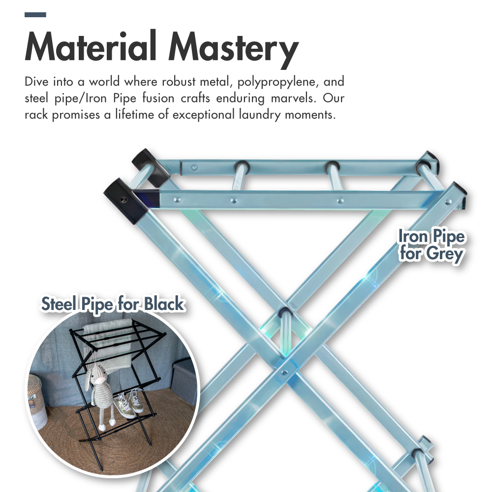 SLIM Compact X Extendable Drying Rack (Grey)