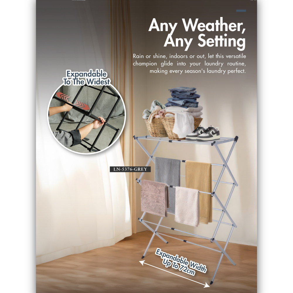 HOUZE - 'SLIM' Compact X Extendable Drying Rack