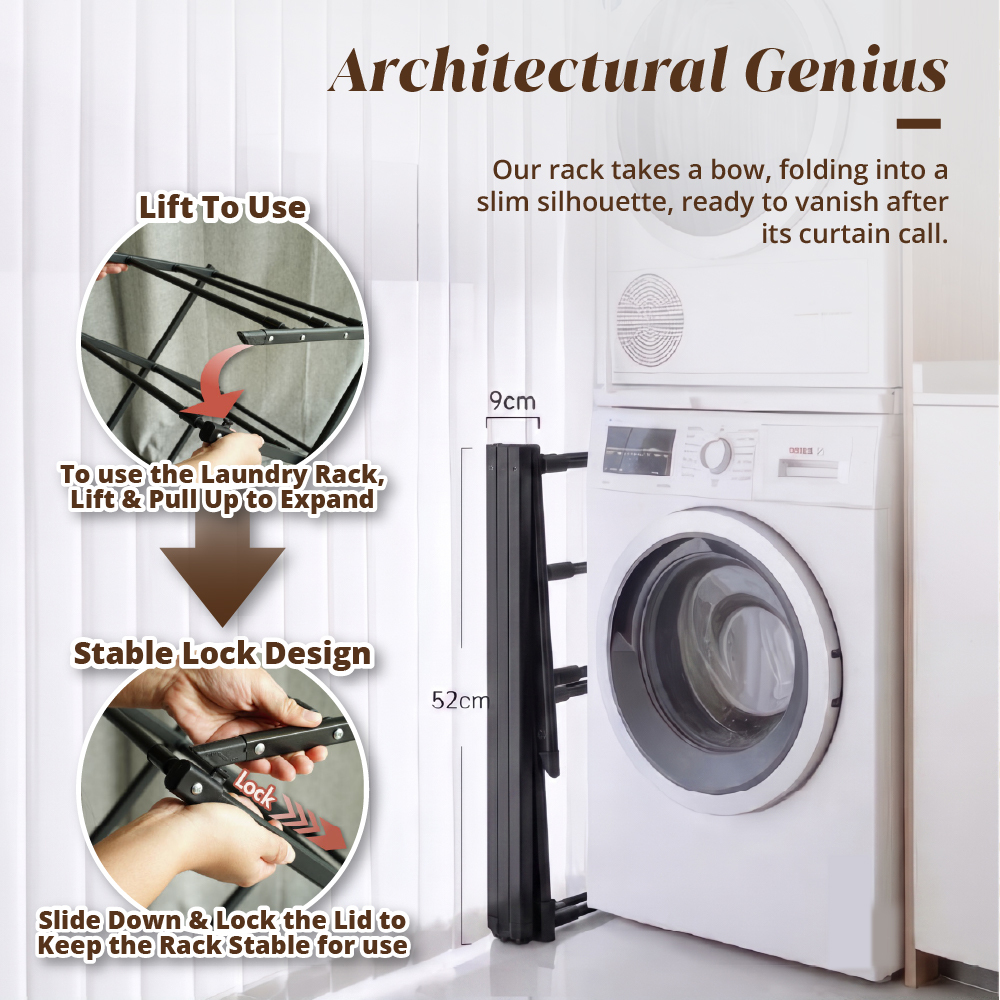 HOUZE - 'SLIM' Compact X Extendable Drying Rack