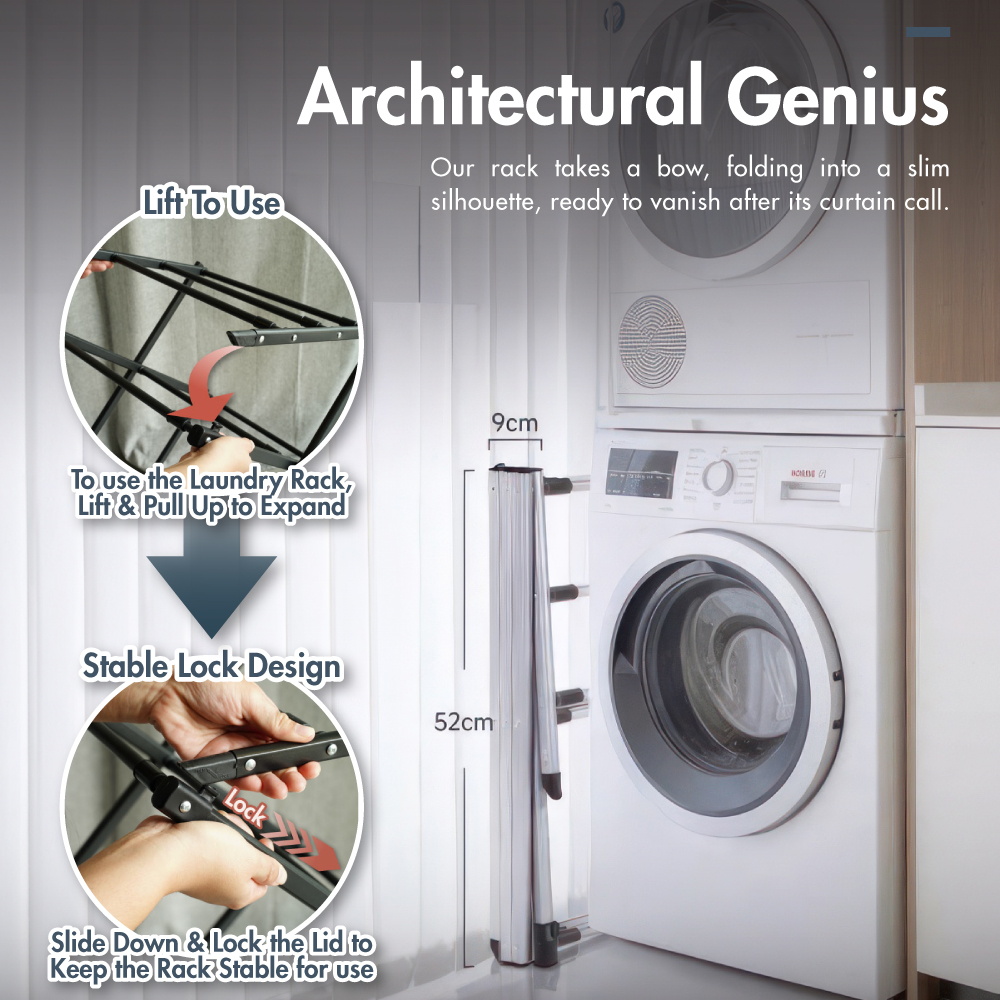 HOUZE - 'SLIM' Compact X Extendable Drying Rack