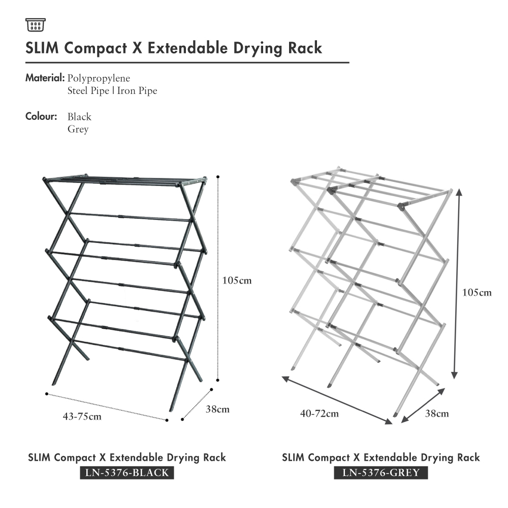 HOUZE - 'SLIM' Compact X Extendable Drying Rack