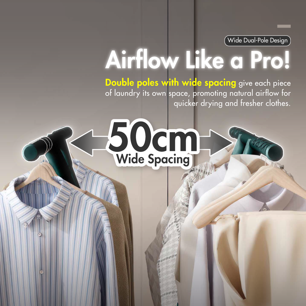 SLIM X-Shaped Collapsible Drying Rack with Double Hanging Poles (Black)