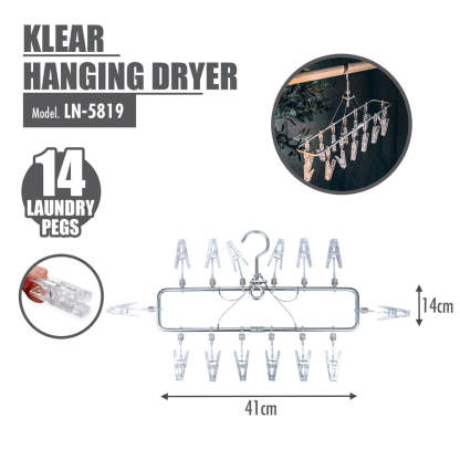 KLEAR Hanging Dryer with 14 Laundry Pegs