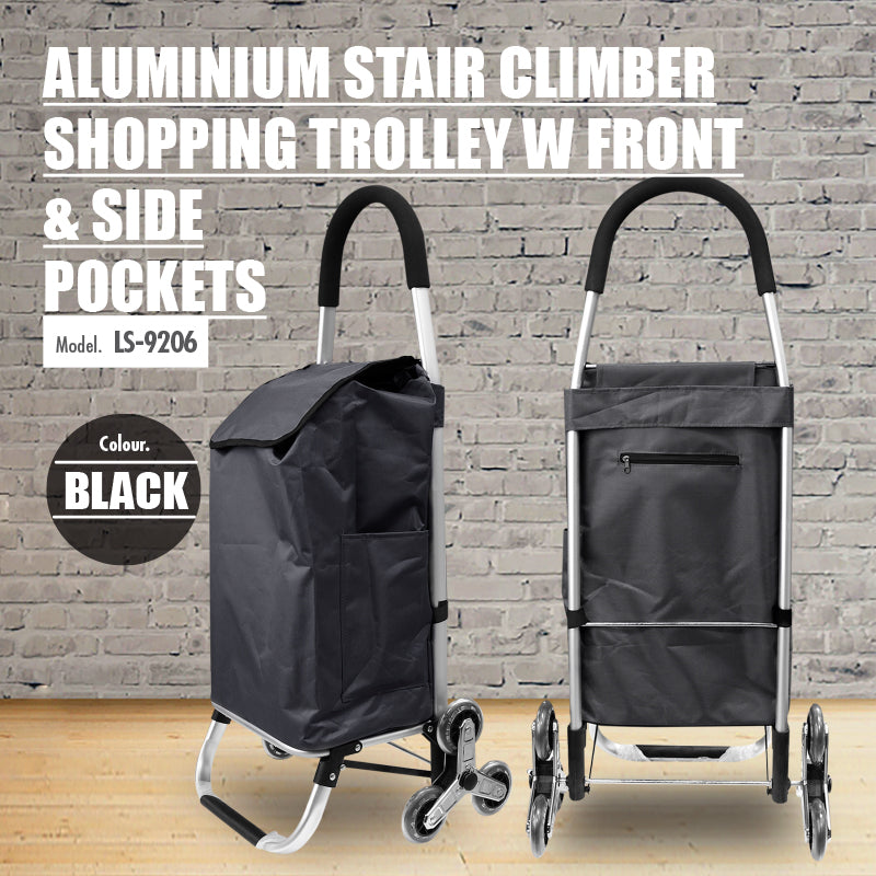 HOUZE - Aluminium Stair Climber Shopping Trolley with Front (Black) - HOUZE - The Homeware Superstore