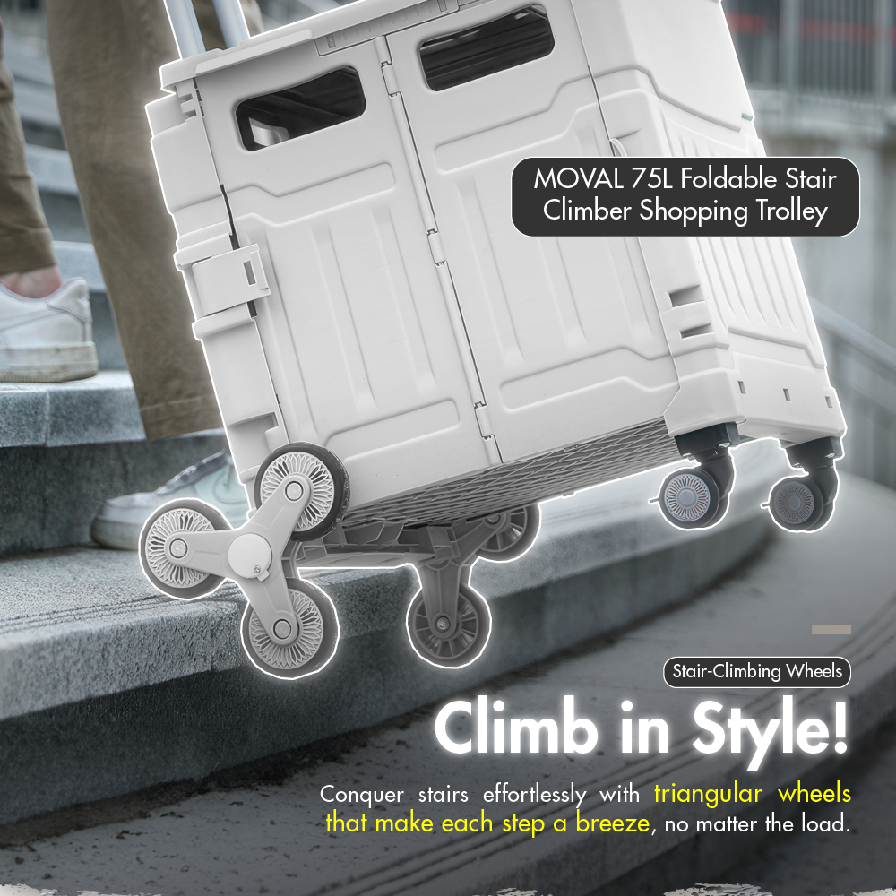 HOUZE - 'MOVAL' 75L Foldable Stair Climber Shopping Trolley