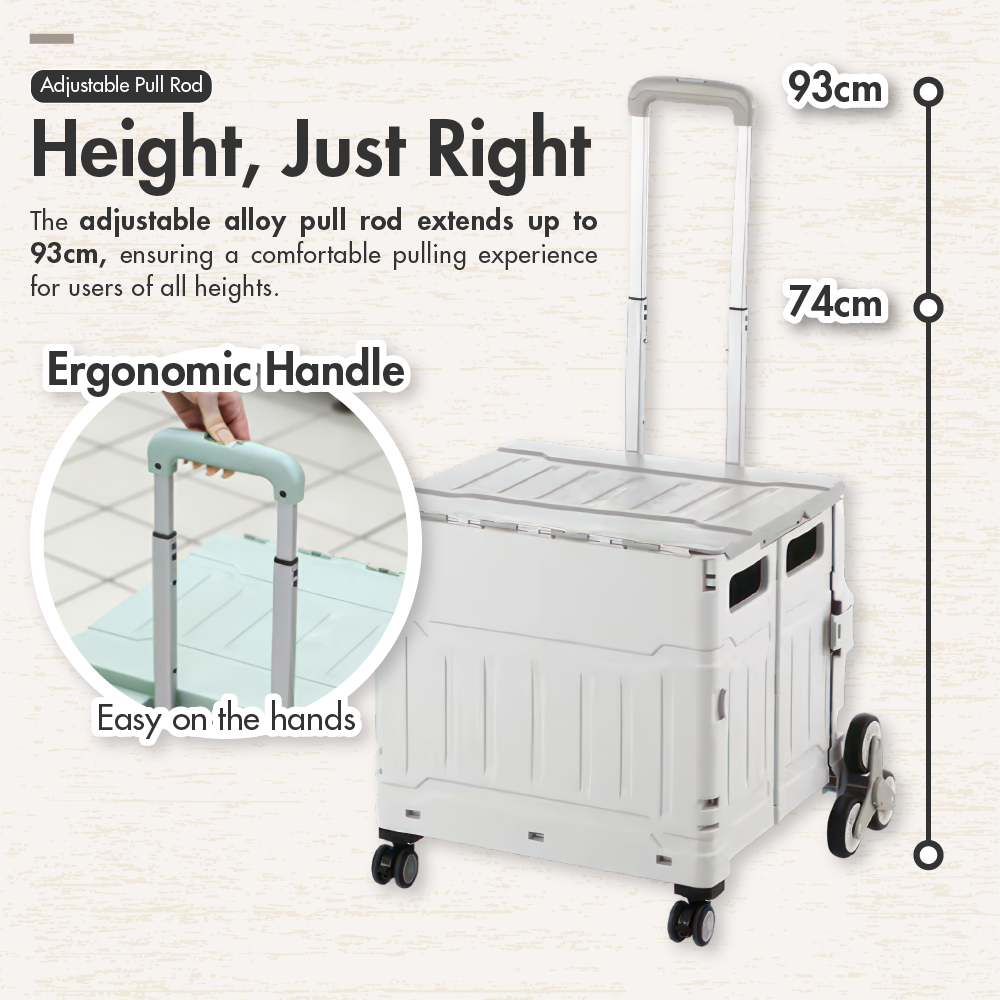 HOUZE - 'MOVAL' 75L Foldable Stair Climber Shopping Trolley