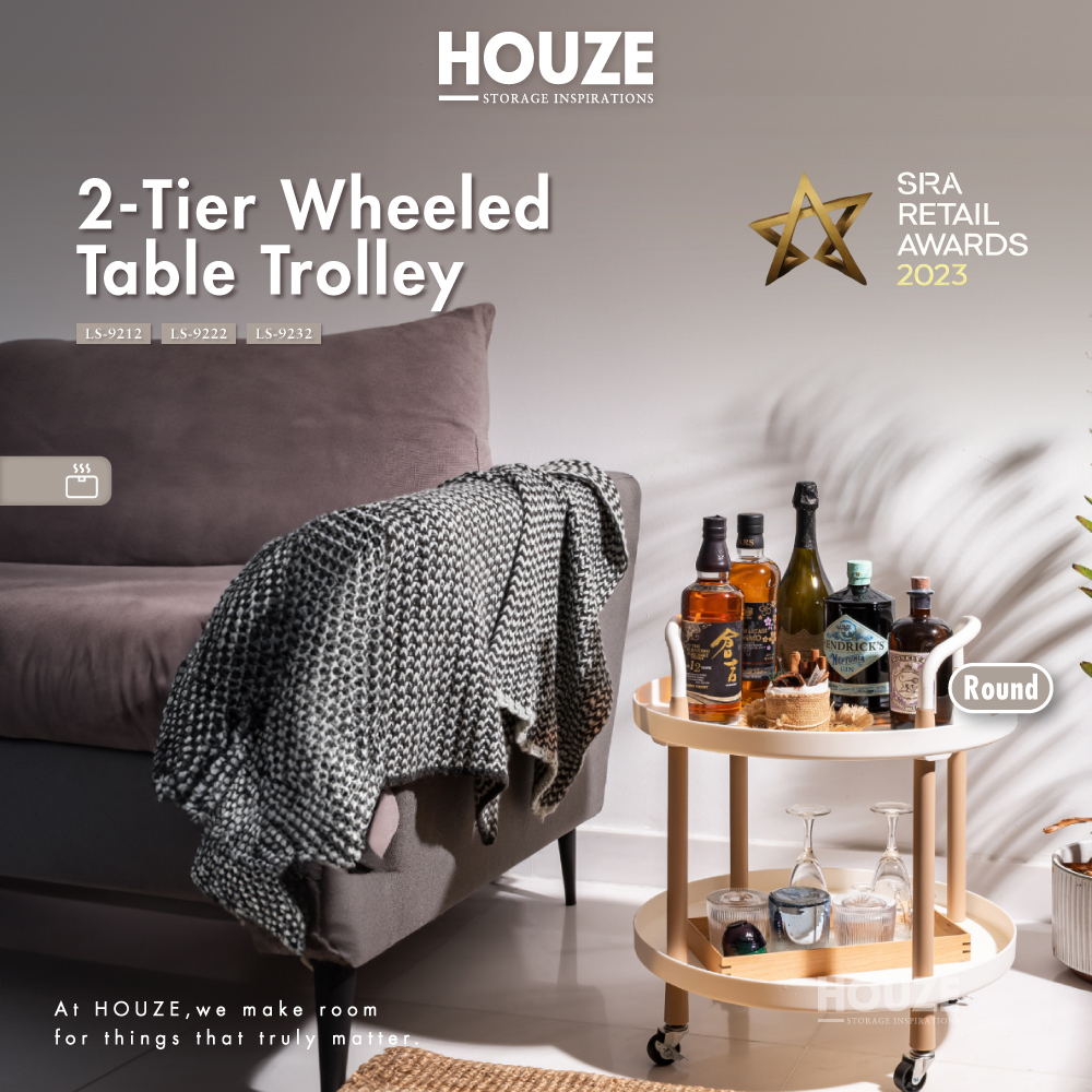 2 Tier Wheeled Rectangular | Round | Oval Side Table With Trolley (White) - Portable | Space Saver | Storage