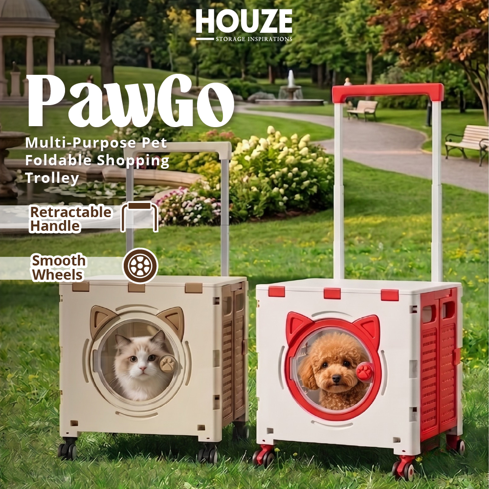 [HOUZE] Pawgo Multi-Purpose Pet Foldable Shopping Trolley with Wheels