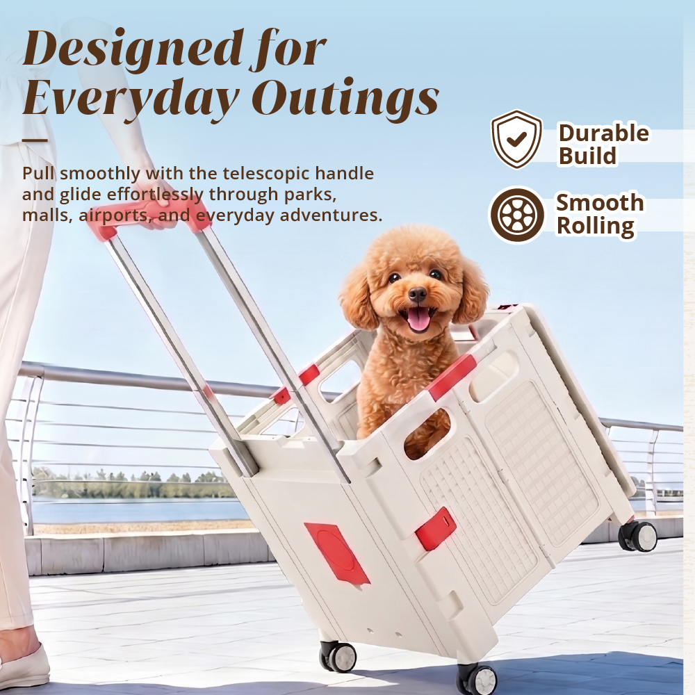 [HOUZE] Pawgo Multi-Purpose Pet Foldable Shopping Trolley with Wheels