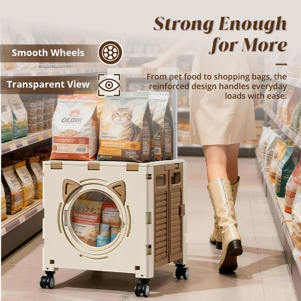 [HOUZE] Pawgo Multi-Purpose Pet Foldable Shopping Trolley with Wheels