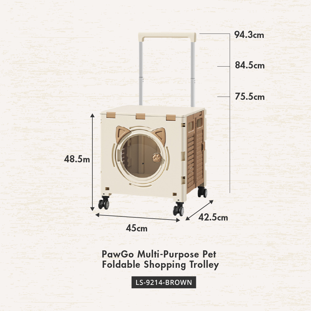 [HOUZE] Pawgo Multi-Purpose Pet Foldable Shopping Trolley with Wheels