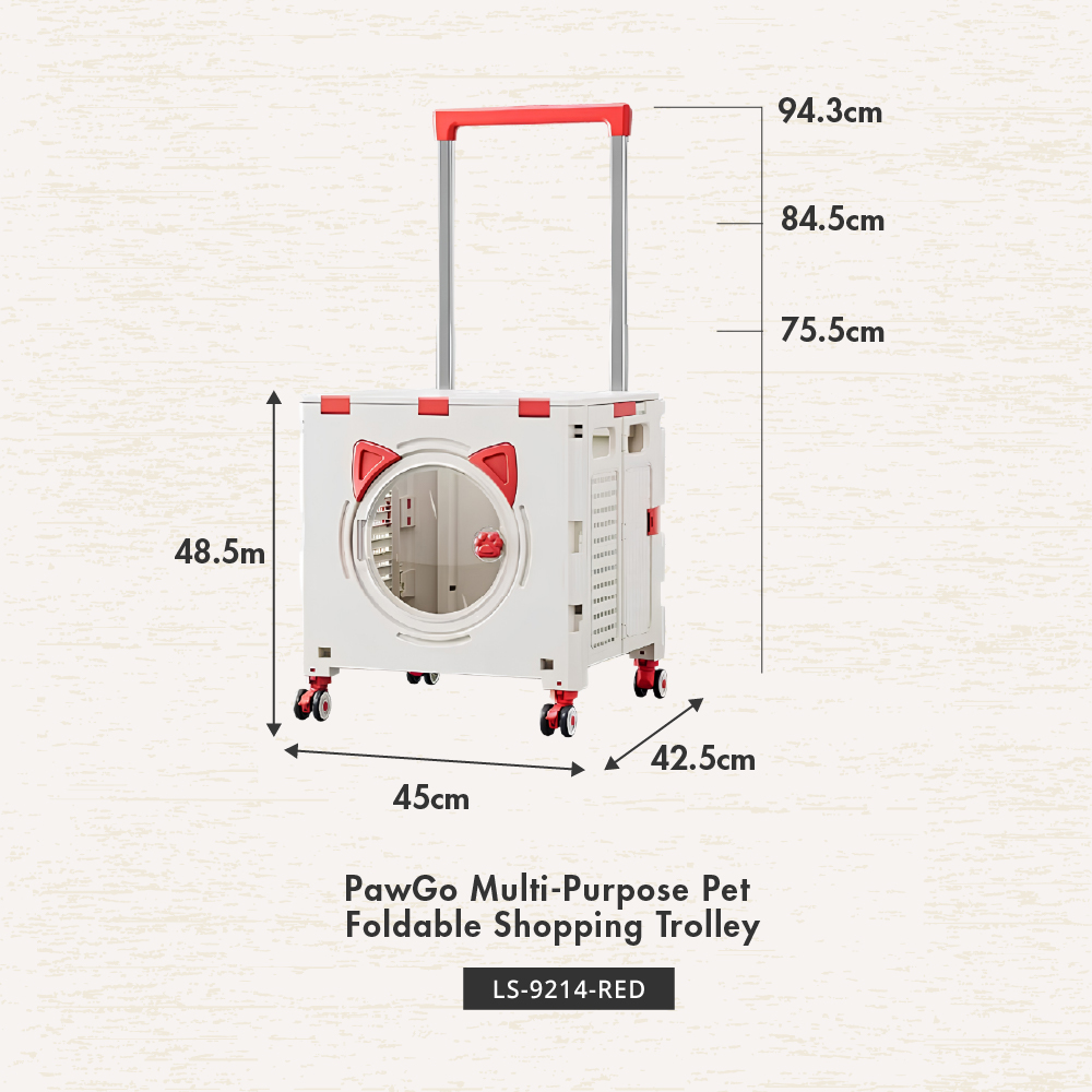 [HOUZE] Pawgo Multi-Purpose Pet Foldable Shopping Trolley with Wheels