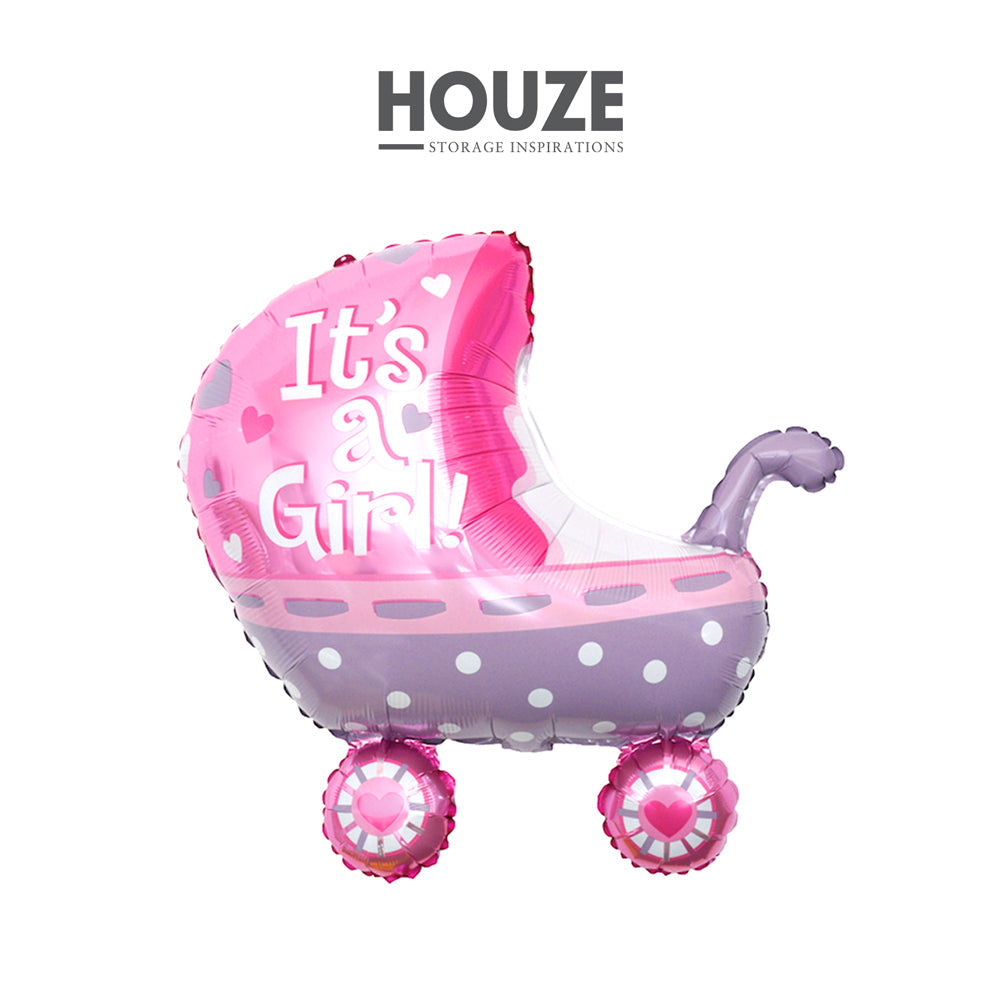 (Buy 1 Free 1) - Baby Girl Carriage Foil Balloon