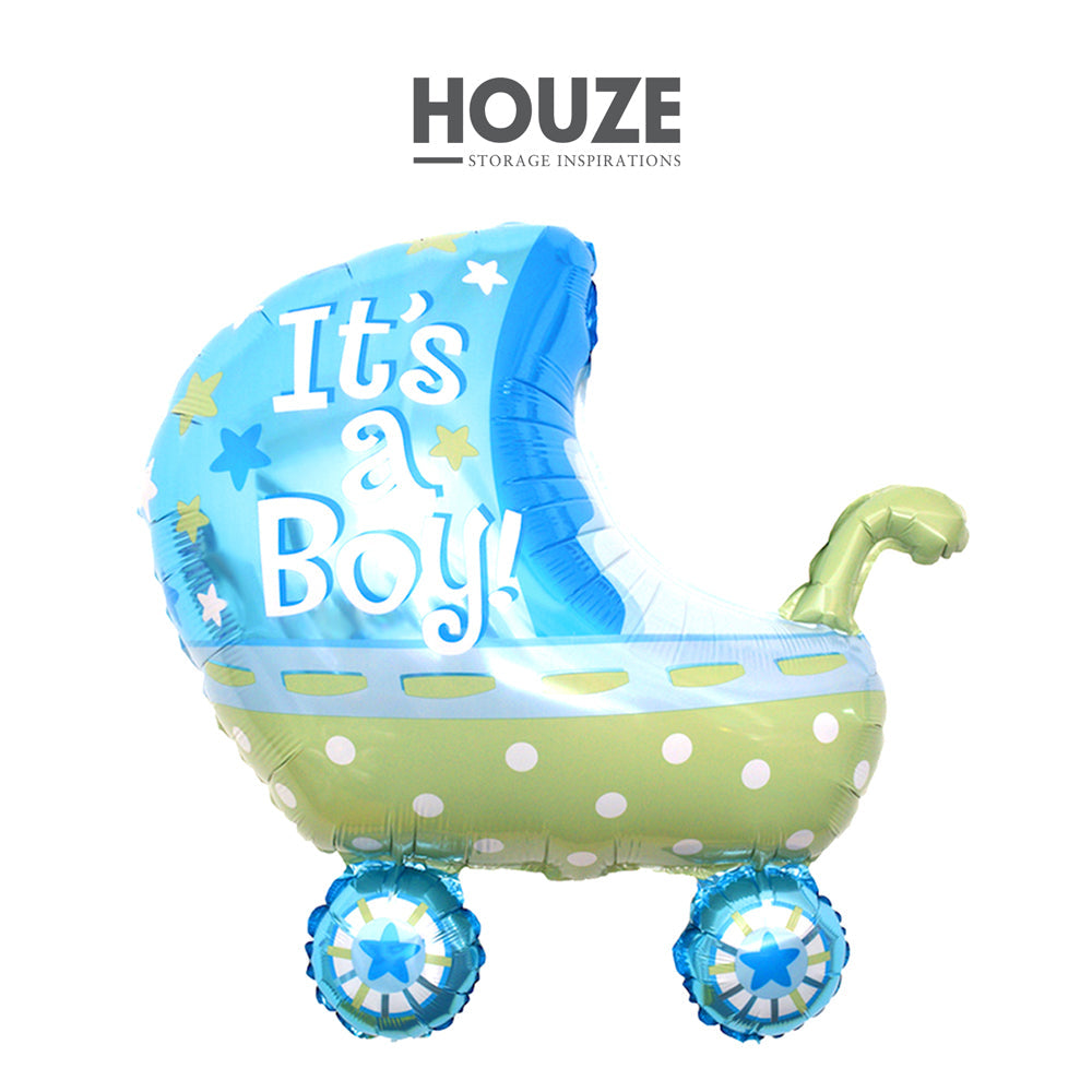 (Buy 1 Free 1) - Baby Boy Carriage Foil Balloon