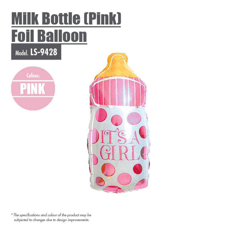 Milk Bottle (Pink) Foil Balloon