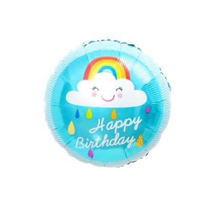 Happy Birthday Rainbow Cloud (Blue) Foil Balloon
