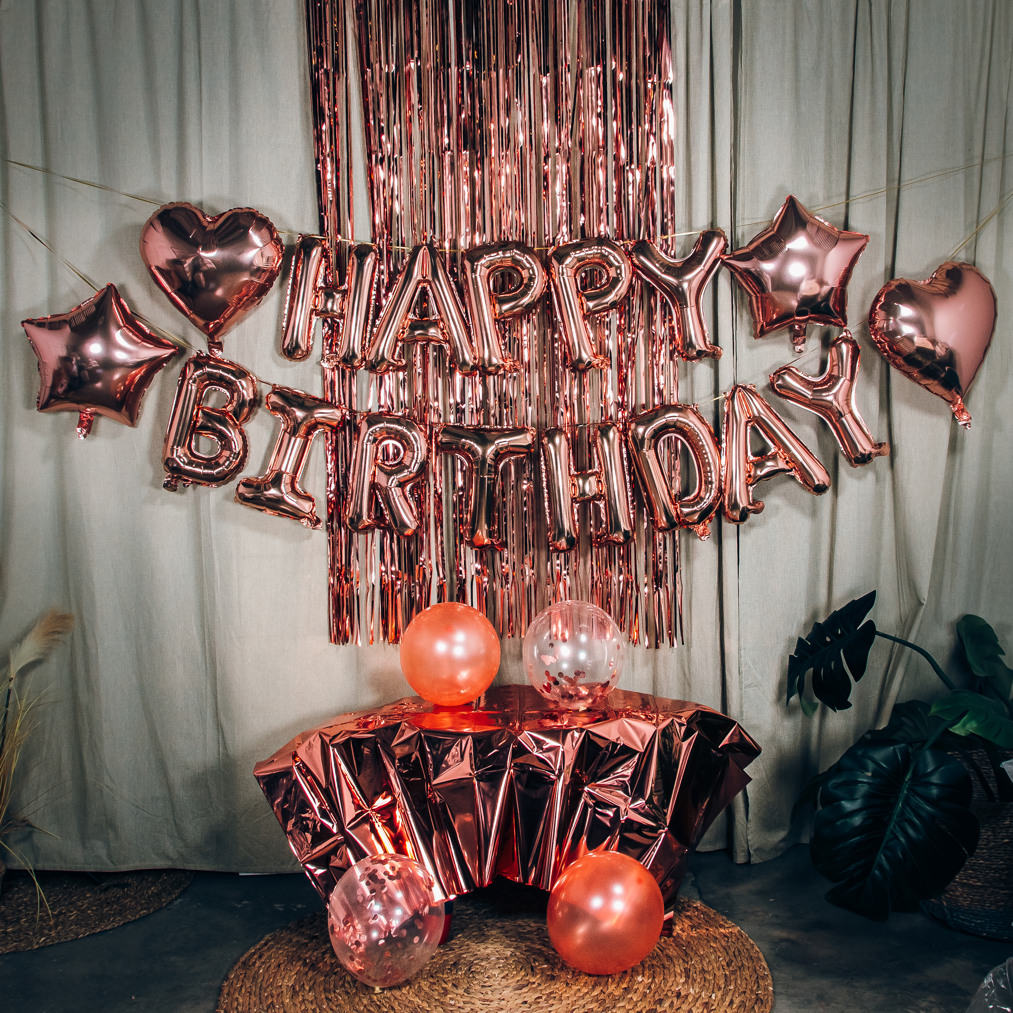 45pcs Happy Birthday Tassel & Balloon Combo Set (Rose Gold/Silver) - Children | Adult | Party | Decoration