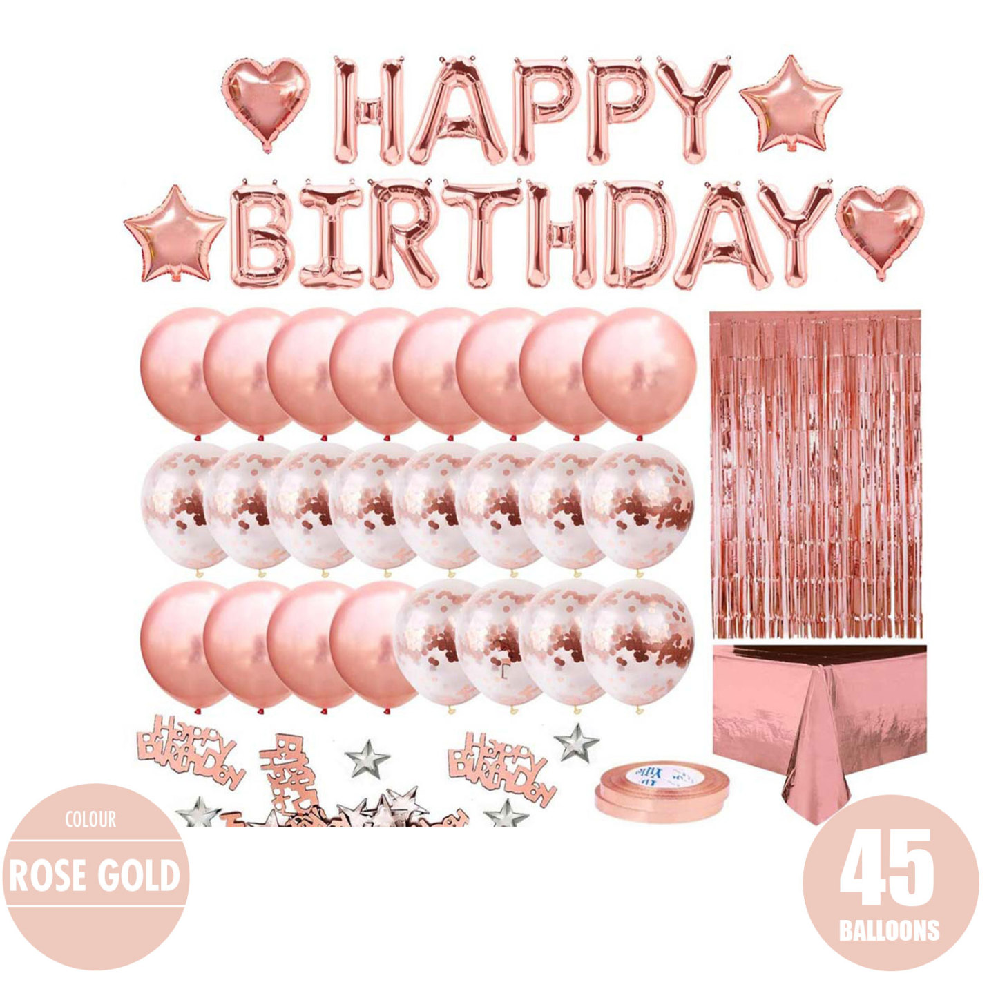 Impress Your Guests with Our Rose Gold/Silver Tassel & Balloon Set