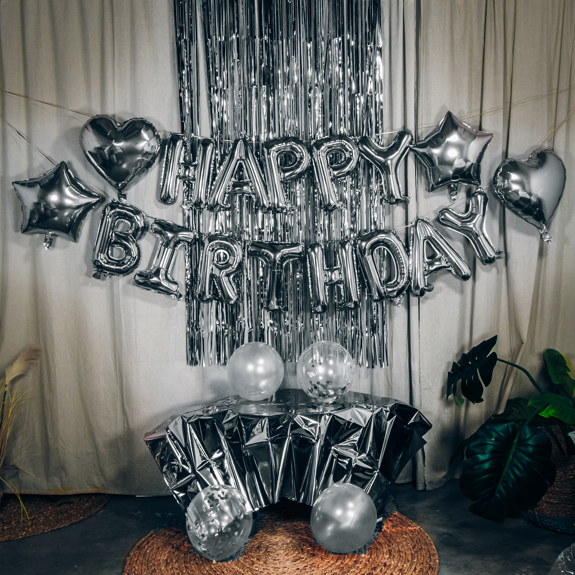 45pcs Happy Birthday Tassel & Balloon Combo Set (Rose Gold/Silver) - Children | Adult | Party | Decoration