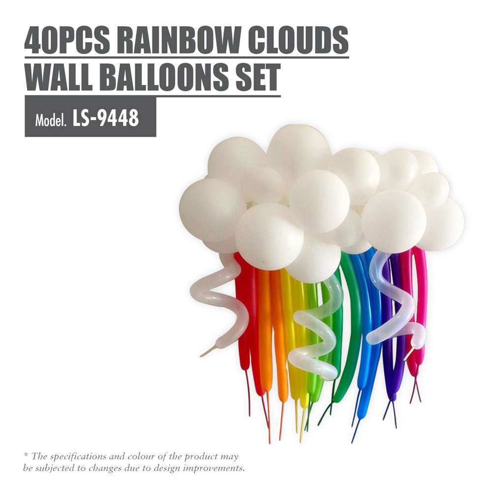40pcs Rainbow Clouds Wall Balloons Set