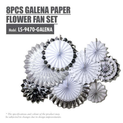8pcs Galena Paper Flower Fan Set