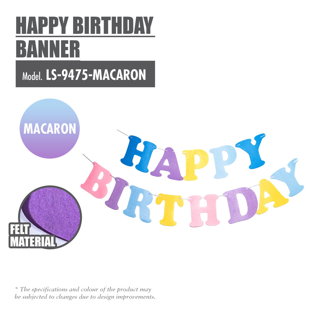 Macaron Coloured Happy Birthday Banner