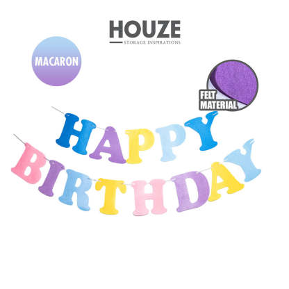 Macaron Coloured Happy Birthday Banner