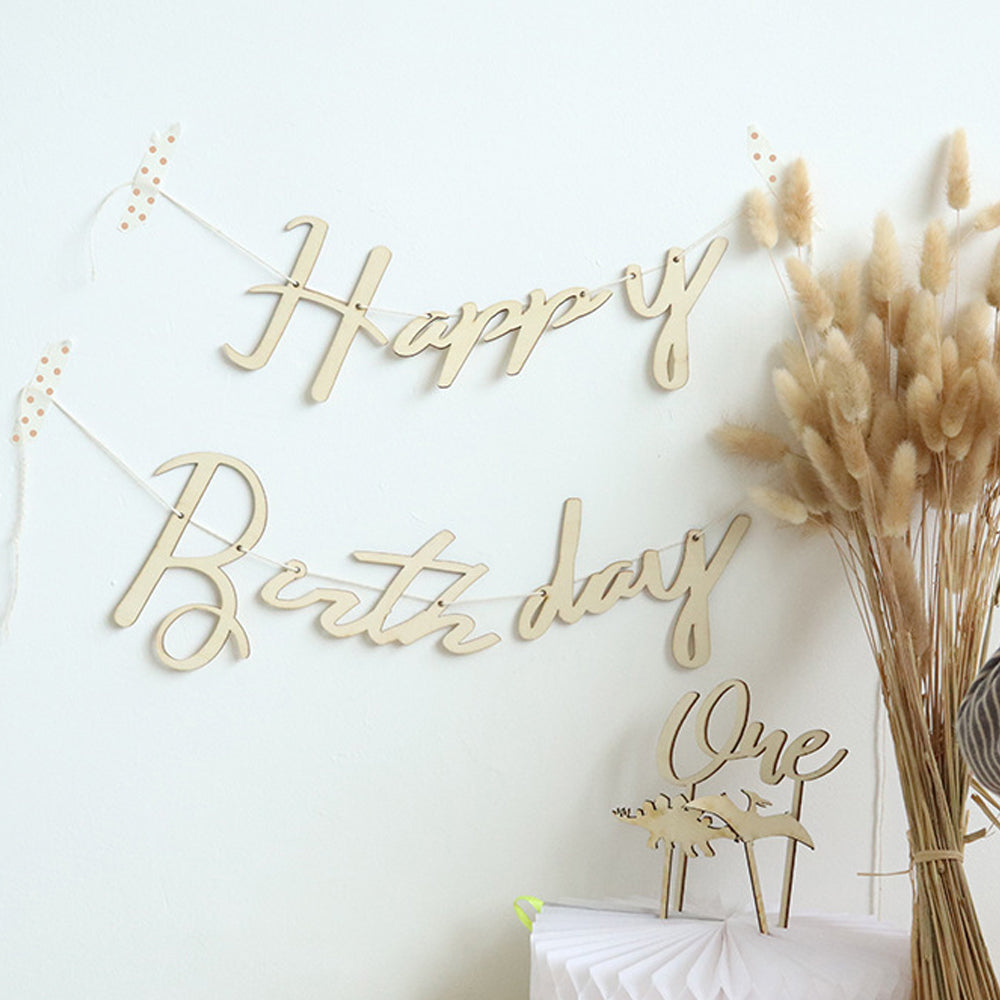 Wooden Letters Happy Birthday Banner
