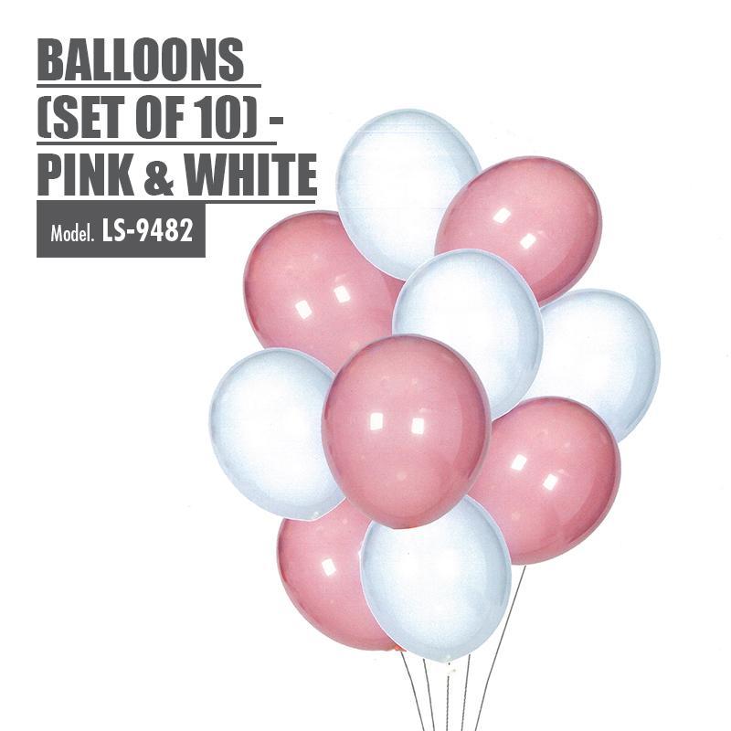 Balloons (Set of 10) - Pink & White - HOUZE - The Homeware Superstore