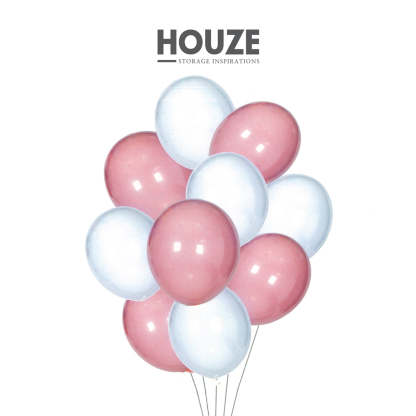 Balloons (Set of 10) - Pink & White