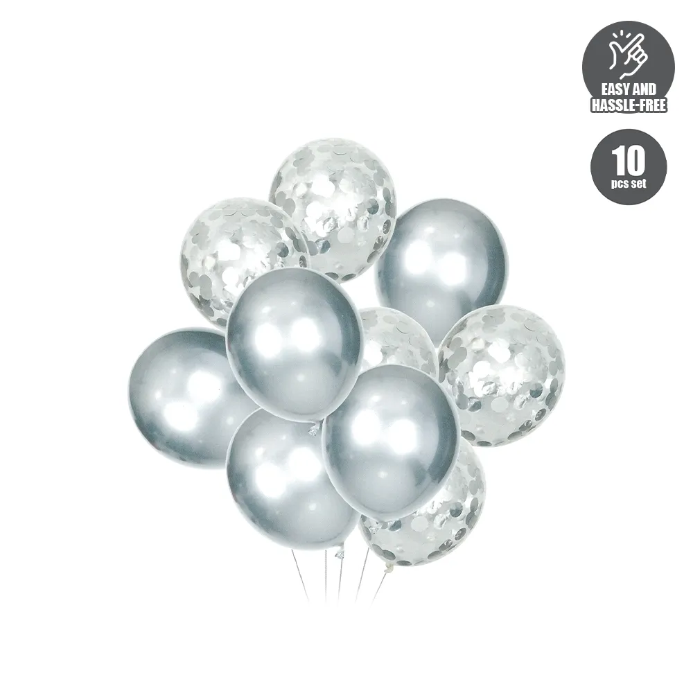 HOUZE - Balloons (Set of 10) - Silver with Glitters