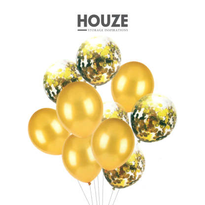 Balloons (Set of 10) - Gold with Glitters