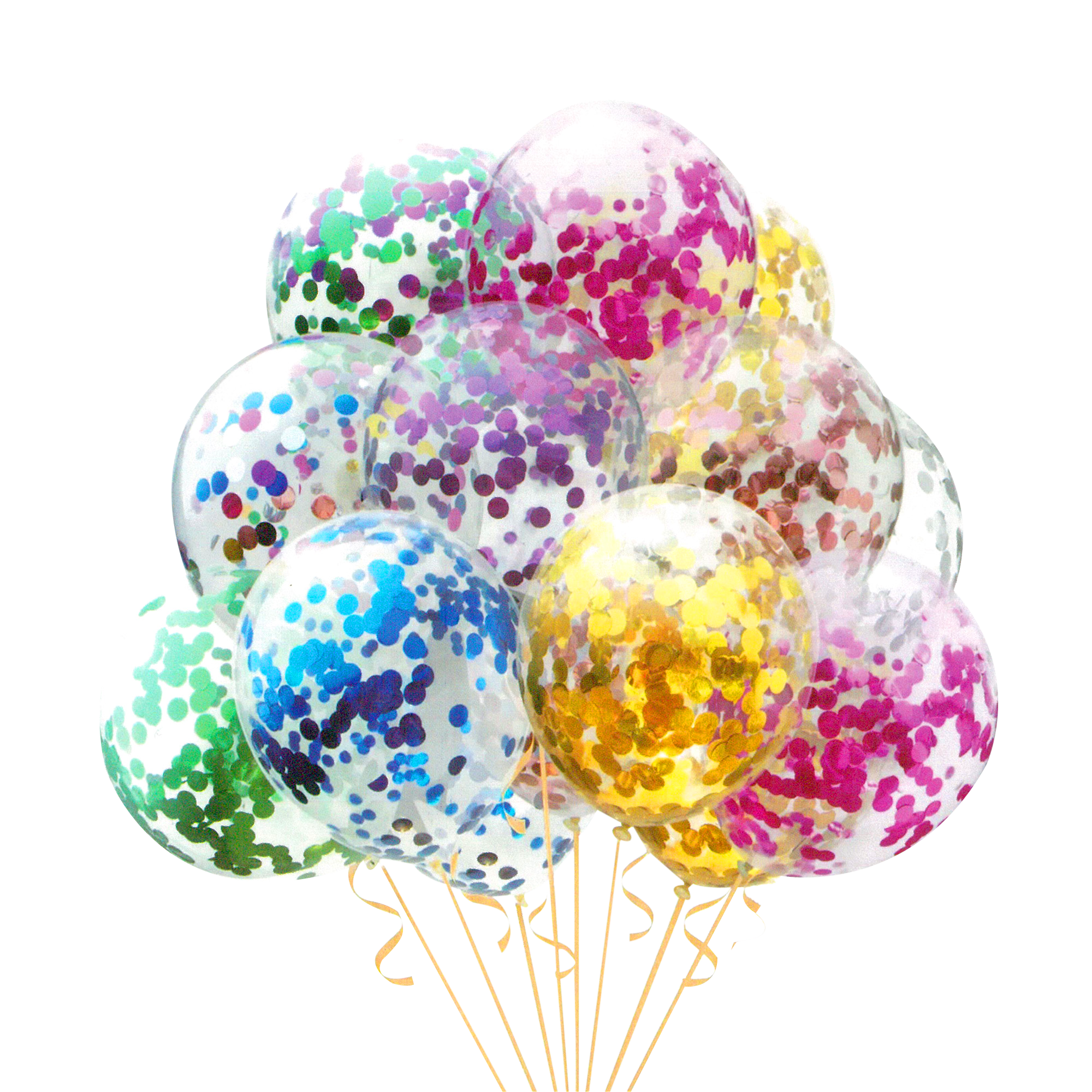 Balloons (Set of 10) - Clear Multi Coloured Glitters