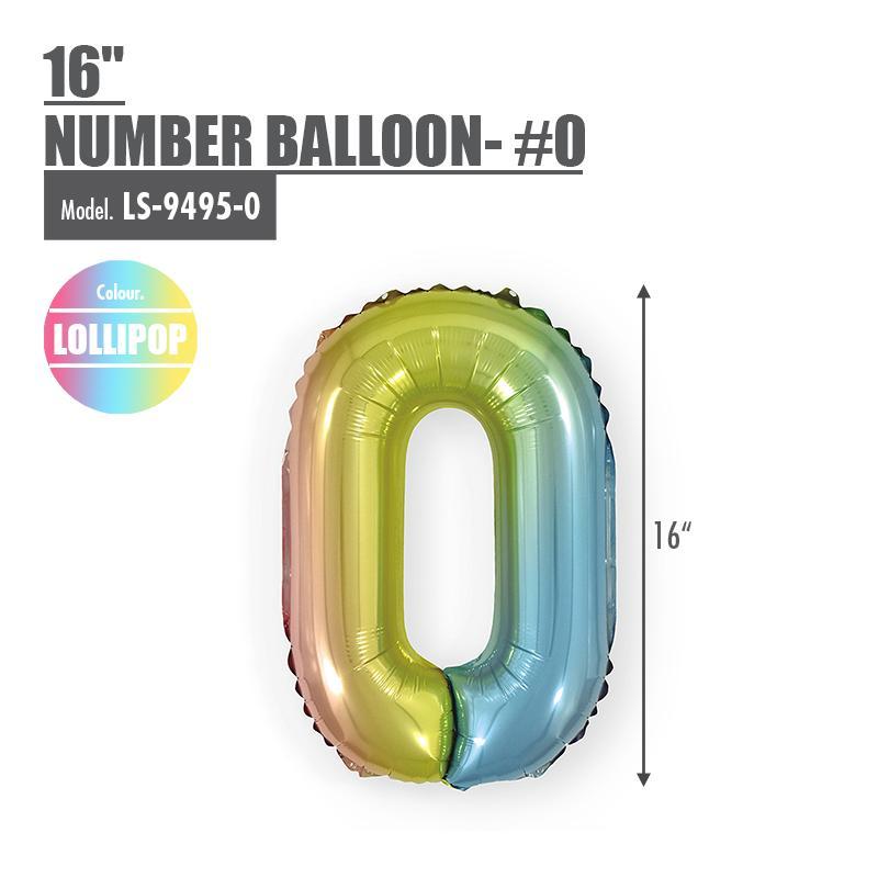 16" (inch) Number Balloon - #0 Lollipop - HOUZE - The Homeware Superstore