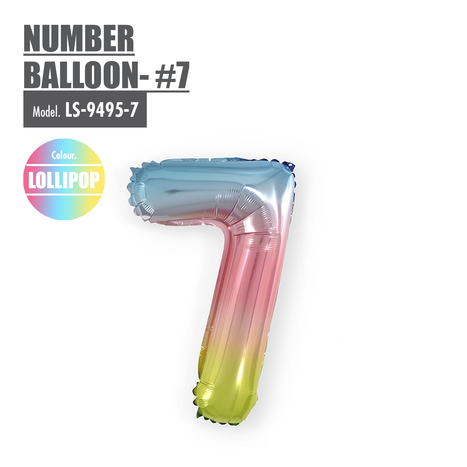 16" (inch) Number Balloon - #7 Lollipop